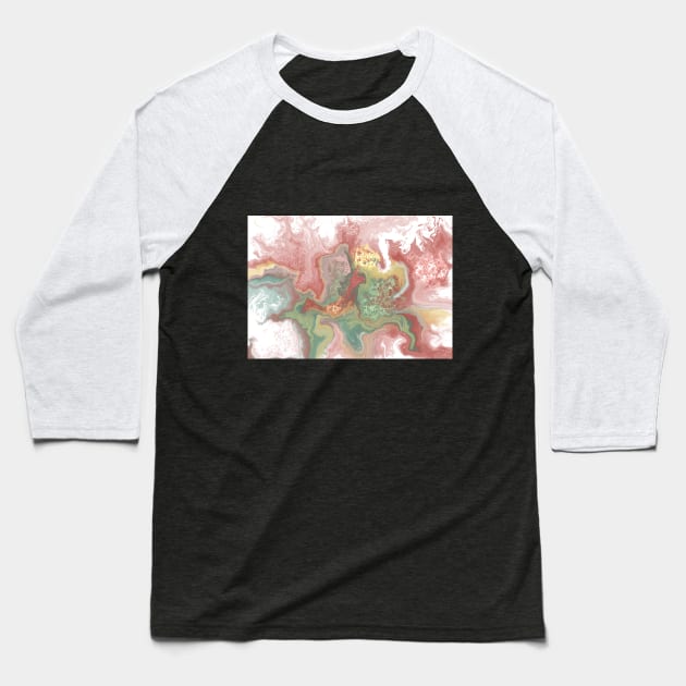 Unakite, digital fluid pours with cells Baseball T-Shirt by MayGreenAbgrall